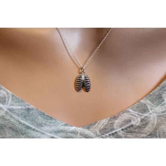Sterling Silver Ribcage Charm Necklace - Picture 1 of 3